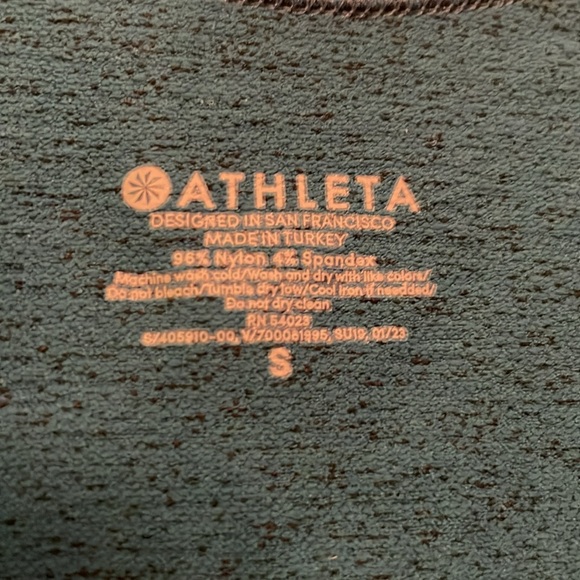 ATHLETA Athletic Racerback Tank Top Small Ruched Sides Heather Blue & Black - Picture 2 of 12